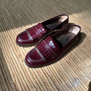 RARE Lanvin Burgundy Loafers - Brass-Plated Leather